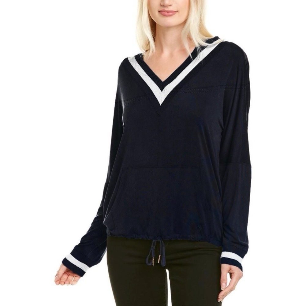 NWT Splendid Studio Black Cupro Drawstring Hooded Top Size Medium